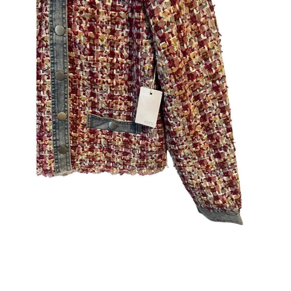 Ecru Womens Small Tweed Knit Button Up Jacket Beetroot - Picture 6 of 13